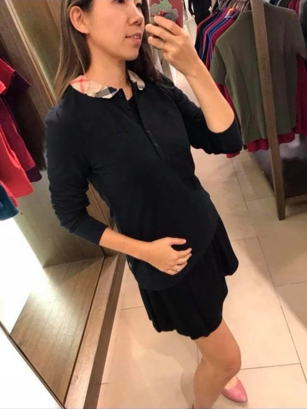 Burberry Long sleeve women Polo with Check Collar-NWT